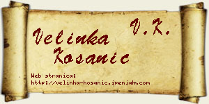 Velinka Kosanić vizit kartica